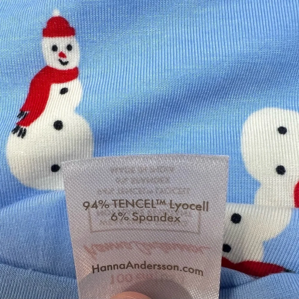 Hanna Andersson Light Blue Pajama Set with Snowman Print size 4 Soft NWT